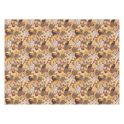 Tropisches Blumenmuster mit Tiger Tischdecke (Vorderseite (Horizontal))