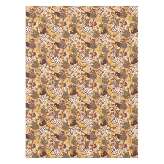 Tropisches Blumenmuster mit Tiger Tischdecke (Vorderseite)