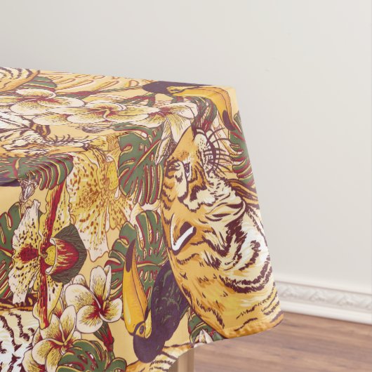 Tropisches Blumenmuster mit Tiger Tischdecke (Beispiel)
