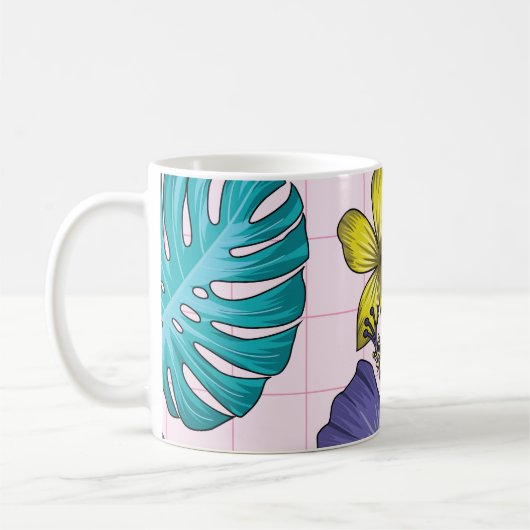 Tropisches Blumenmuster: Muster nahtloser Blätter Kaffeetasse (Links)