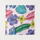 Tropisches Blumenmuster: Muster nahtloser Blätter Wandteppich (Vorderseite (Horizontal))