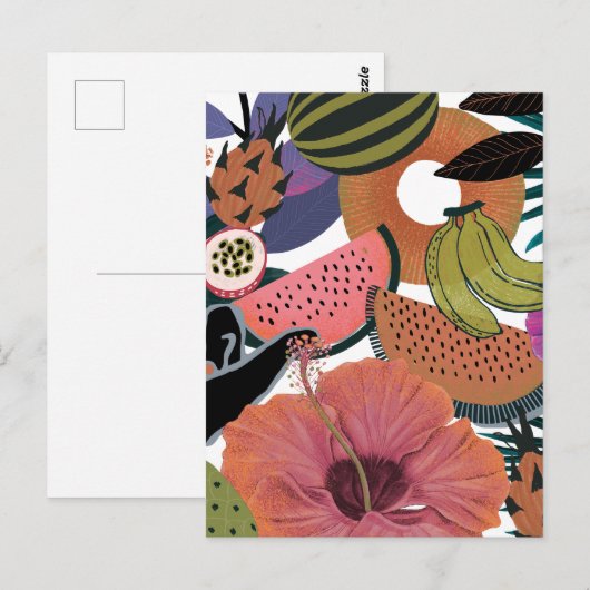 Tropisches Blumenmuster Postkarte (Vorne/Hinten)