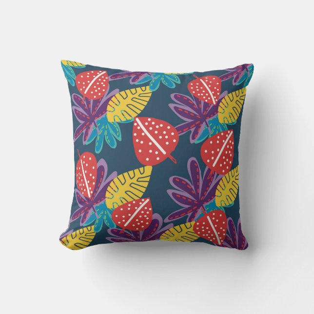 tropisches Blumenmuster trendy bunte Früchte Kissen (Vorderseite)