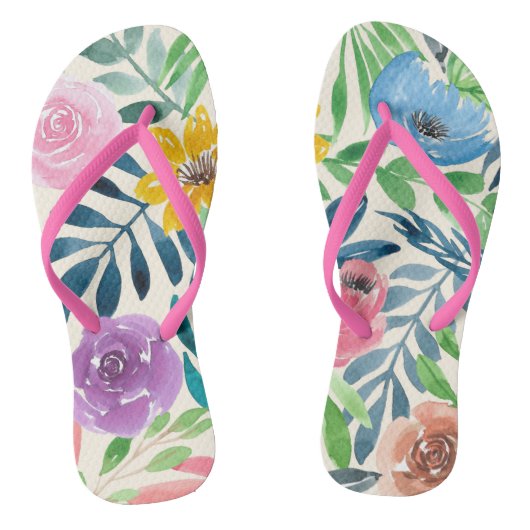 Tropisches Blumenparadies auf Flip Flops Badesandalen (Fußbett)