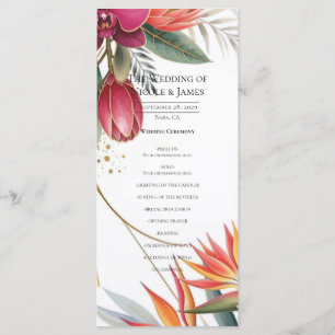 Tropisches Blumenparadies Botanisches Hochzeitspro Menükarte