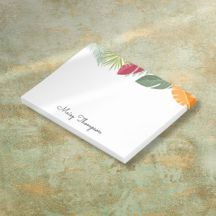 Tropisches Blumenrand-Monogramm-Name Post-it Klebezettel