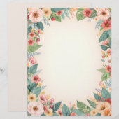 Tropisches Blumenrand-Stationery-Papier Briefbogen (Vorne/Hinten)