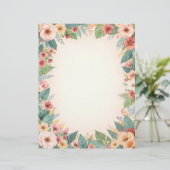 Tropisches Blumenrand-Stationery-Papier Briefbogen (Stehend Vorderseite)
