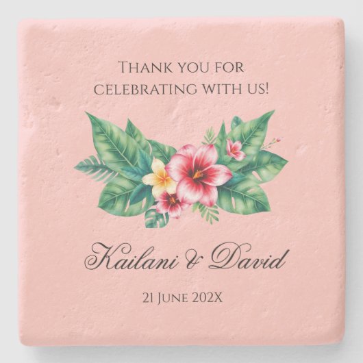 Tropisches Blumenthema Steinuntersetzer (Vorderseite)