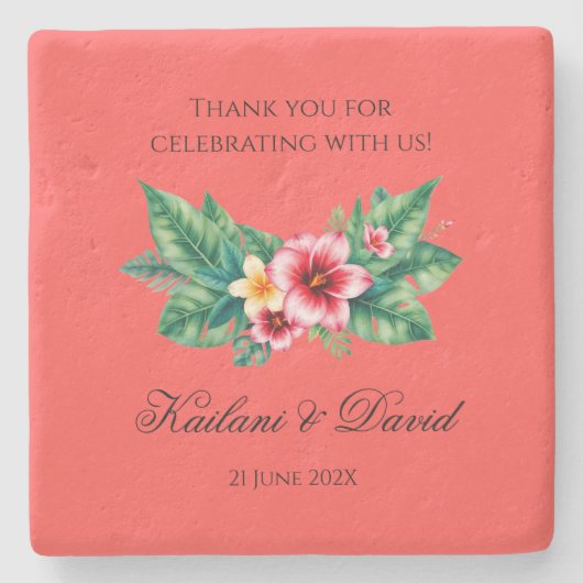 Tropisches Blumenthema Steinuntersetzer (Vorderseite)