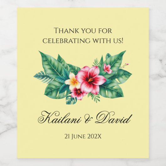 Tropisches Blumenthema Weinetikett (Einzelnes Label)