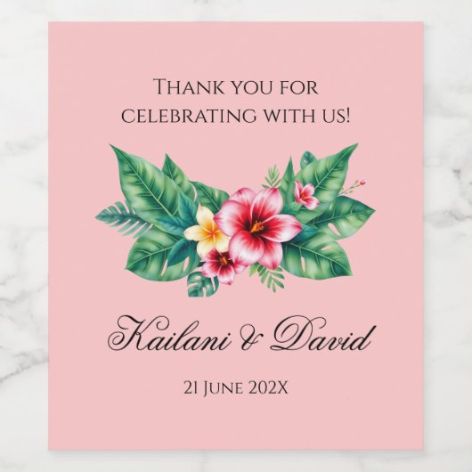 Tropisches Blumenthema Weinetikett (Einzelnes Label)