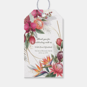 Tropisches Blumparadies Botanisches Gold Hochzeit Geschenkanhänger