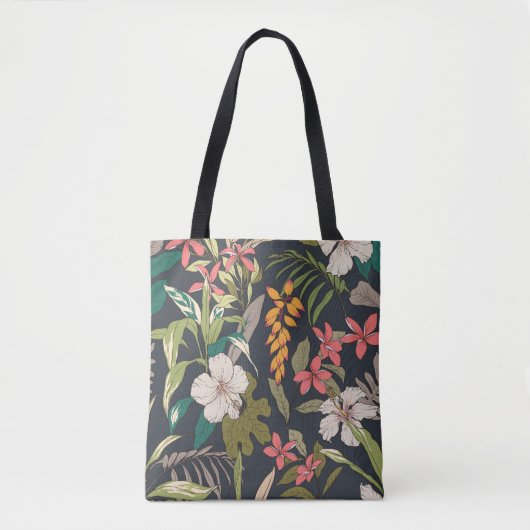 Tropisches Blut: Muster nahtloser Blume Tasche (Vorderseite)