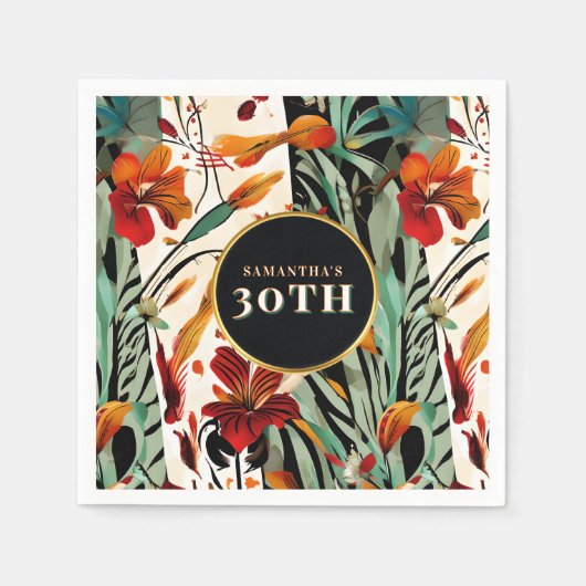 Tropisches Boho Blumen Alters Picknick Design Serviette (Vorderseite)