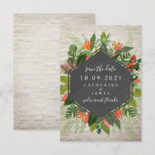 Tropisches botanisches Backstein-Save-the-Date Save The Date (Vorne/Hinten)