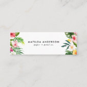 Tropisches botanisches Blumenrosa modernes Blattwe Mini Visitenkarte (Vorderseite)