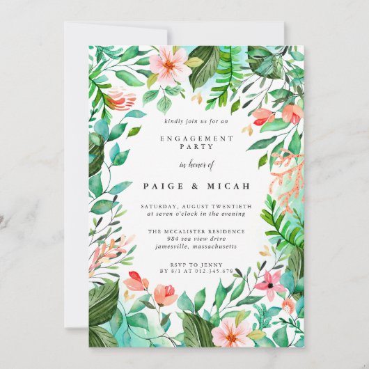Tropisches botanisches Engagement Einladung (Vorderseite)