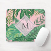 Tropisches Botanisches Farbrosa Art Monogramm Mousepad (Mit Mouse)