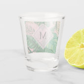 Tropisches Botanisches Farbrosa Art Monogramm Schnapsglas (Rückseite)