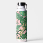 Tropisches Botanisches Farbrosa Art Monogramm Trinkflasche (Rückseite)