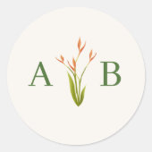 Tropisches Botanisches Florales Hochzeitsmonogramm Runder Aufkleber (Vorderseite)