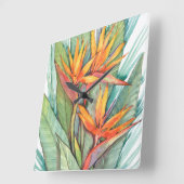 Tropisches botanisches Paradies II Quadratische Wanduhr (Winkel)