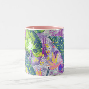 tropisches, botanisches zweifarbige tasse