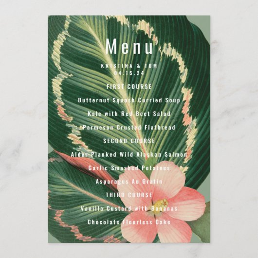 Tropisches Bouquet-Menü Menükarte (Vorderseite)