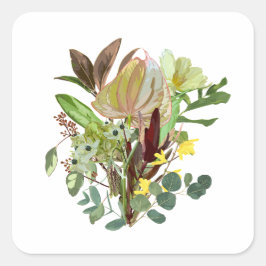 Tropisches Bouquet mit Anthurium. Quadratischer Aufkleber