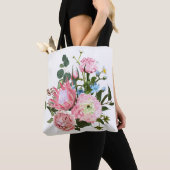 Tropisches Bouquet mit rosa Blume. Tasche (Von Nahem)