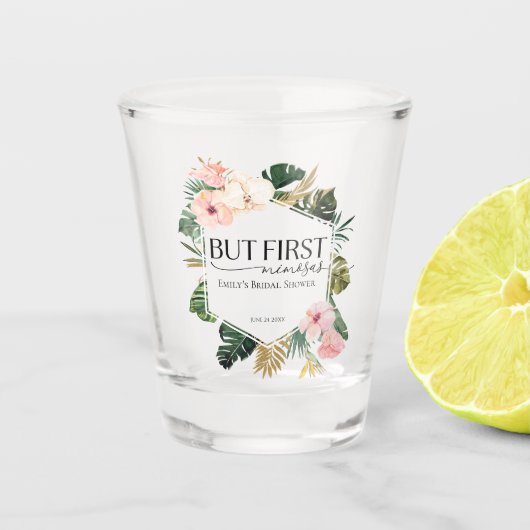 Tropisches Brautparty, aber erstes Mimosas Schnapsglas (Vorderseite)