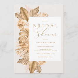 Tropisches Brautparty aus goldgetrockneten Pampas Einladung