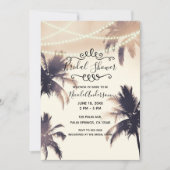 Tropisches Brautparty aus Palmen und Lights Einladung (Vorderseite)