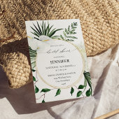 Tropisches Brautparty aus Palmen und Weiß Einladung
