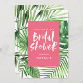 Tropisches Brautparty aus Palmenblättern mit Wasse Save The Date (Vorne/Hinten)