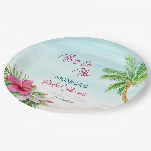 Tropisches Brautparty des Sommers Pappteller (Schrägansicht)