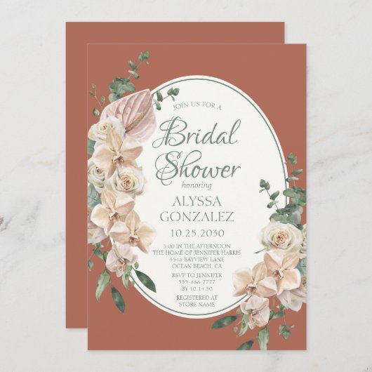 Tropisches Brautparty Einladung (Vorne/Hinten)