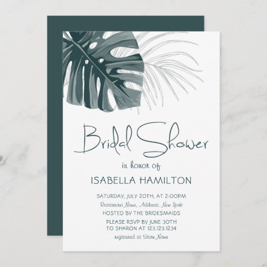 Tropisches Brautparty Einladung (Vorne/Hinten)