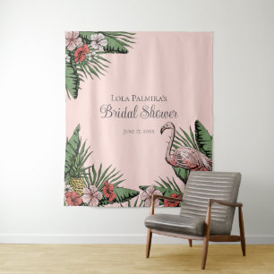 Tropisches Brautparty Flamingo Hintergrund Wandteppich