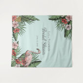 Tropisches Brautparty Flamingo Hintergrund Wandteppich (Vorderseite (Horizontal))