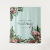 Tropisches Brautparty Flamingo Hintergrund Wandteppich (Vorderseite)