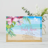 Tropisches Brautparty Floral Ocean Beach Einladung (Stehend Vorderseite)