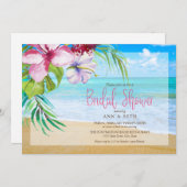 Tropisches Brautparty Floral Ocean Beach Einladung (Vorne/Hinten)