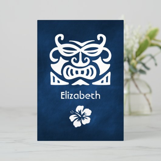 Tropisches Brautparty für Navy Blue und Silver Folieneinladung (Stehend vorne)