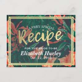 Tropisches Brautparty-Goldrahmen Einladungspostkarte