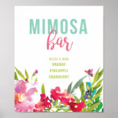 Tropisches Brautparty Mimosa Bar Sign Poster (Vorne)