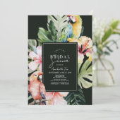 Tropisches Brautparty mit Blumen und botanischem P Einladung (Stehend Vorderseite)