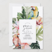 Tropisches Brautparty mit Blumen und botanischem P Einladung (Vorderseite)