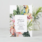Tropisches Brautparty mit Blumen und botanischem P Einladung (Stehend Vorderseite)